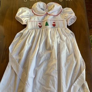 Anavini Sz 6 White Smocked Christmas